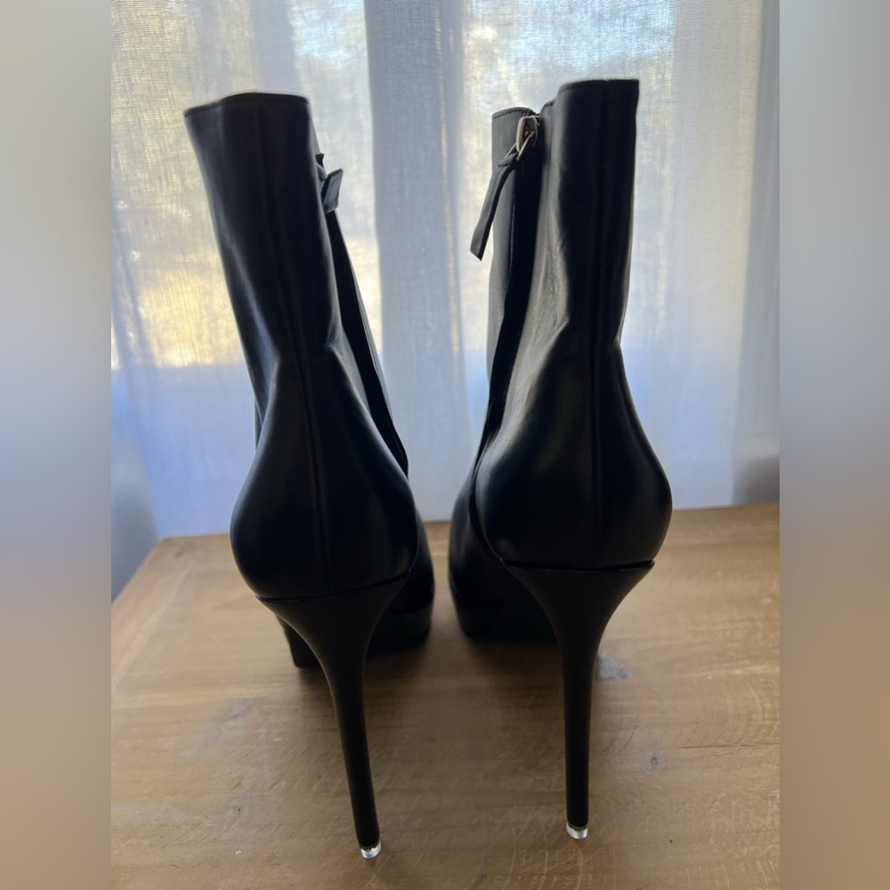 Black Suede Studio Winnie Pointed Toe Platform Stiletto Bootie New - Picture 4 of 9